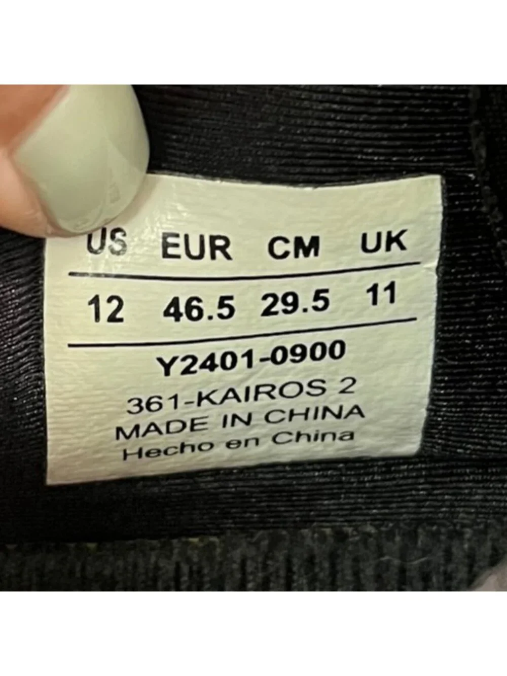 361 Degrees Kairos 2 Mens Size 12 Black White Athletic Running Shoes Sneakers